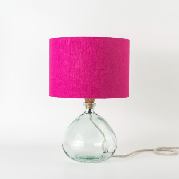 Natural Linen Fuschia Pink Lampshade
