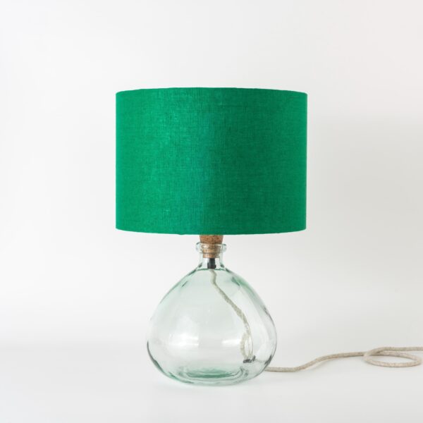Natural Linen Emerald Green Lampshade