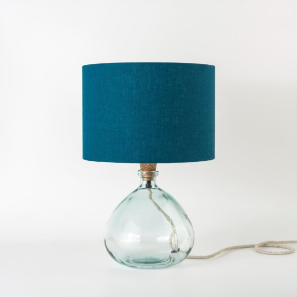 Natural Linen Dusty Blue Lampshade