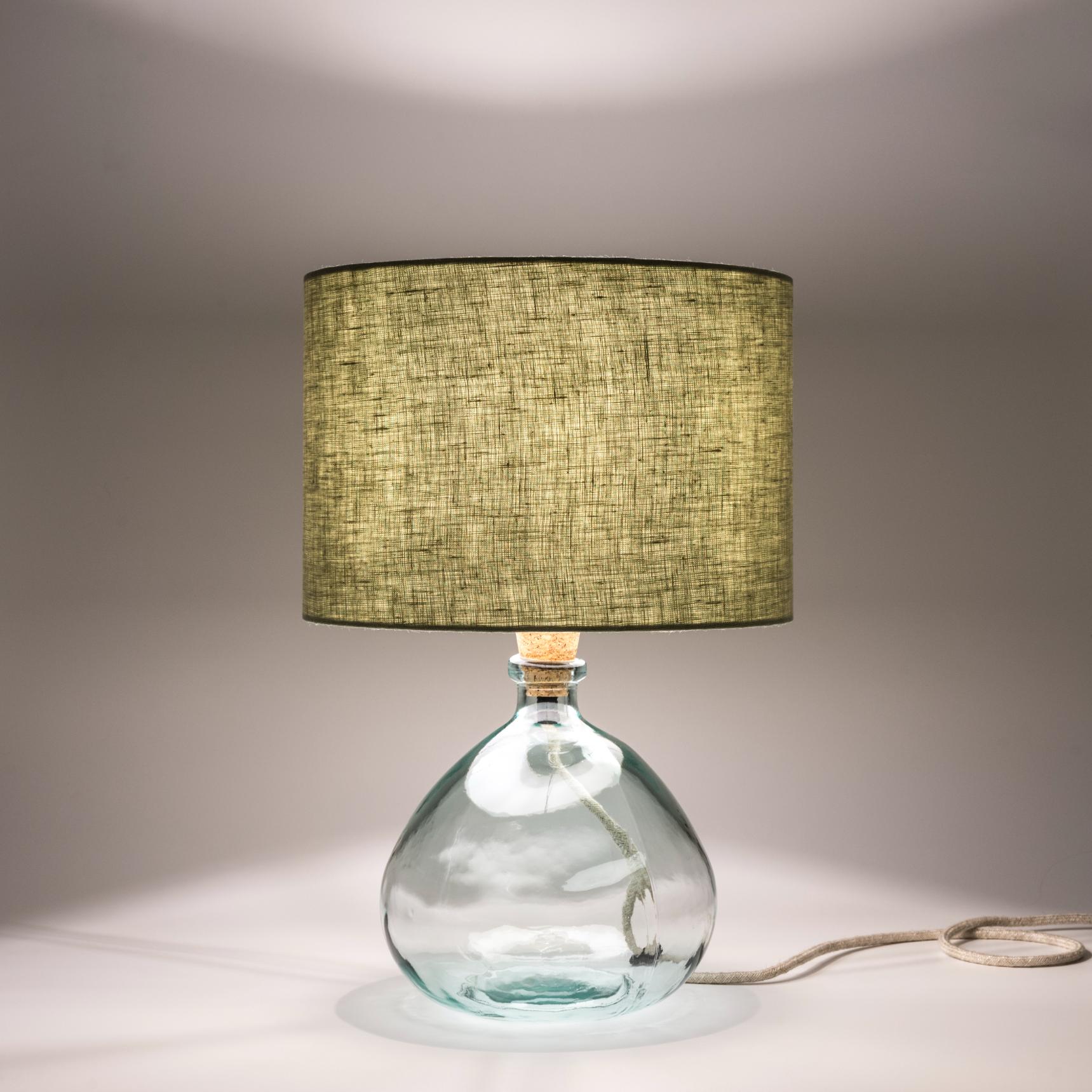 Natural Linen Light Sage Green Lampshade - Image 3