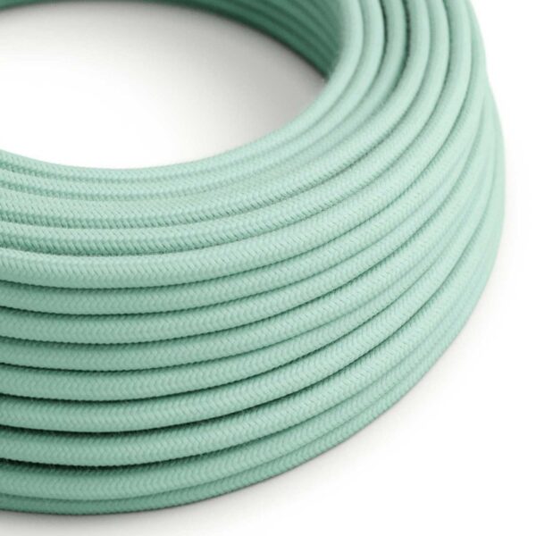 Round Electric Cable covered by cotton solid color fabric RC34 Milk and Mint (1 Metre)