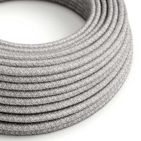 Round Electric Cable covered by Natural Linen RN02 Grey (1 Metre)