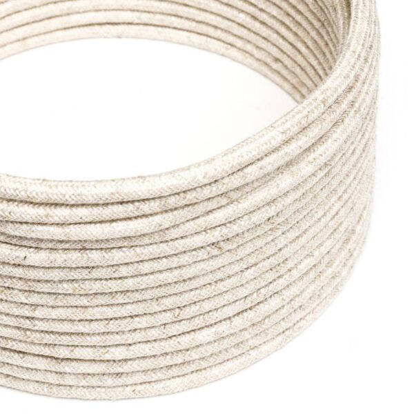Round Electric Cable covered by Natural Linen RN01 Neutral (1 Metre)
