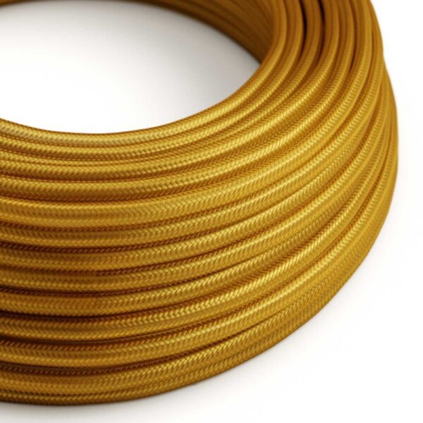 Round Electric Cable covered by Rayon solid color fabric RM05 Gold (1 Metre)