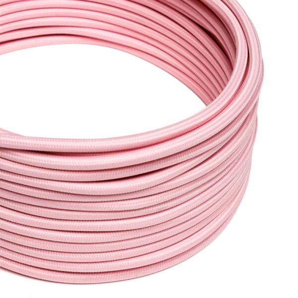 Round Electric Cable covered by Rayon solid color fabric RM16 Baby Pink (1 Metre)