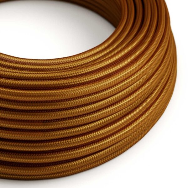 Round Electric Cable covered by Rayon solid color fabric RM22 Whiskey (1 Metre)