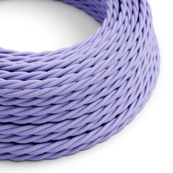 Twisted Electric Cable covered by Rayon solid color fabric TM07 Lilac (1 Metre)