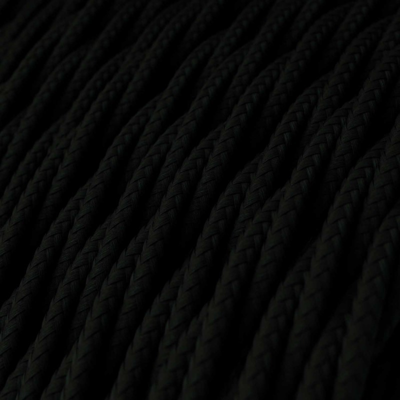 Twisted Electric Cable covered by Rayon solid color fabric TM04 Black (1 Metre) - Image 2