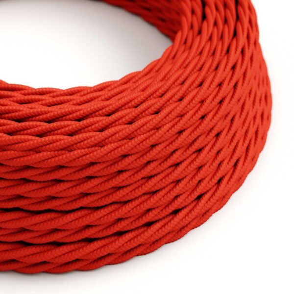 Twisted Electric Cable covered by Rayon solid color fabric TM09 Red (1 Metre)