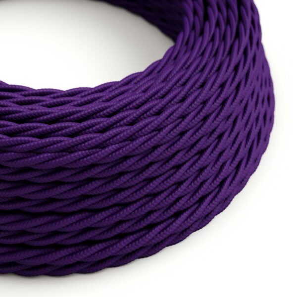 Twisted Electric Cable covered by Rayon solid color fabric TM14 Violet (1 Metre)