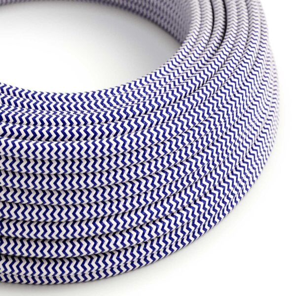 Round Electric Cable covered by Rayon fabric ZigZag RZ12 Blue